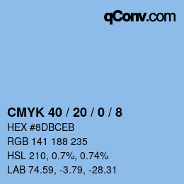 カラーコード: CMYK 40 / 20 / 0 / 8 | qconv.com