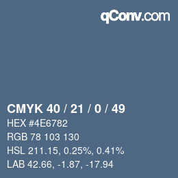 Farbcode: CMYK 40 / 21 / 0 / 49 | qconv.com