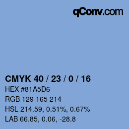 カラーコード: CMYK 40 / 23 / 0 / 16 | qconv.com