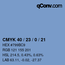 Color code: CMYK 40 / 23 / 0 / 21 | qconv.com