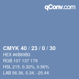 カラーコード: CMYK 40 / 23 / 0 / 30 | qconv.com