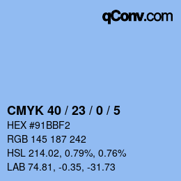 カラーコード: CMYK 40 / 23 / 0 / 5 | qconv.com
