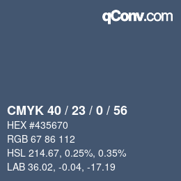 Color code: CMYK 40 / 23 / 0 / 56 | qconv.com