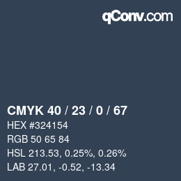 カラーコード: CMYK 40 / 23 / 0 / 67 | qconv.com