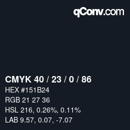 Color code: CMYK 40 / 23 / 0 / 86 | qconv.com