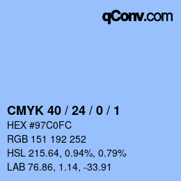 颜色代码: CMYK 40 / 24 / 0 / 1 | qconv.com