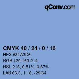 カラーコード: CMYK 40 / 24 / 0 / 16 | qconv.com