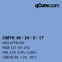 カラーコード: CMYK 40 / 24 / 0 / 17 | qconv.com