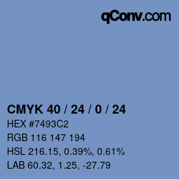 カラーコード: CMYK 40 / 24 / 0 / 24 | qconv.com