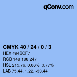 カラーコード: CMYK 40 / 24 / 0 / 3 | qconv.com