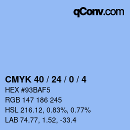カラーコード: CMYK 40 / 24 / 0 / 4 | qconv.com