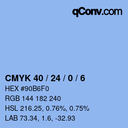 Farbcode: CMYK 40 / 24 / 0 / 6 | qconv.com