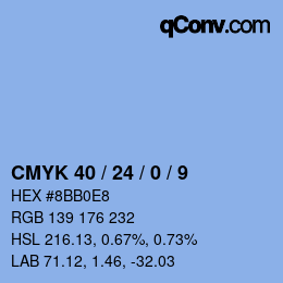 カラーコード: CMYK 40 / 24 / 0 / 9 | qconv.com
