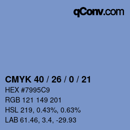 颜色代码: CMYK 40 / 26 / 0 / 21 | qconv.com
