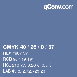 颜色代码: CMYK 40 / 26 / 0 / 37 | qconv.com