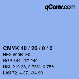 Code couleur: CMYK 40 / 26 / 0 / 6 | qconv.com