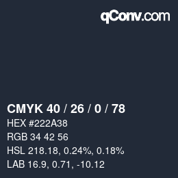 颜色代码: CMYK 40 / 26 / 0 / 78 | qconv.com