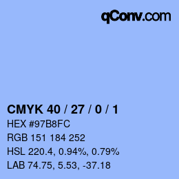 カラーコード: CMYK 40 / 27 / 0 / 1 | qconv.com