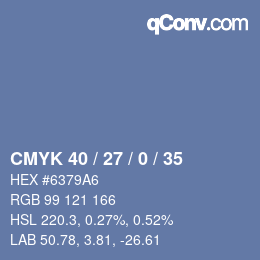 Farbcode: CMYK 40 / 27 / 0 / 35 | qconv.com
