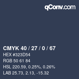 颜色代码: CMYK 40 / 27 / 0 / 67 | qconv.com