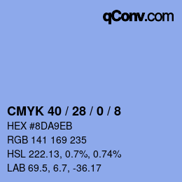 カラーコード: CMYK 40 / 28 / 0 / 8 | qconv.com