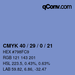 Color code: CMYK 40 / 29 / 0 / 21 | qconv.com