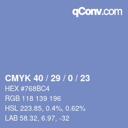 Color code: CMYK 40 / 29 / 0 / 23 | qconv.com