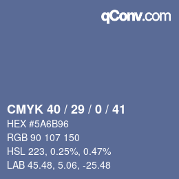 Código de color: CMYK 40 / 29 / 0 / 41 | qconv.com