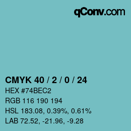 颜色代码: CMYK 40 / 2 / 0 / 24 | qconv.com