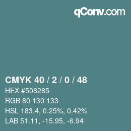 カラーコード: CMYK 40 / 2 / 0 / 48 | qconv.com