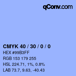 カラーコード: CMYK 40 / 30 / 0 / 0 | qconv.com