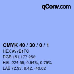 Farbcode: CMYK 40 / 30 / 0 / 1 | qconv.com