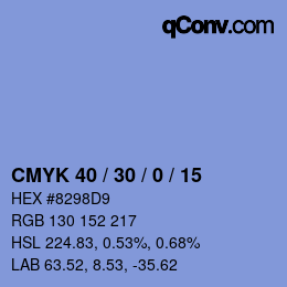 Código de color: CMYK 40 / 30 / 0 / 15 | qconv.com