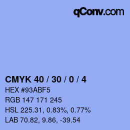 カラーコード: CMYK 40 / 30 / 0 / 4 | qconv.com