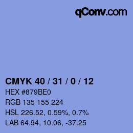 Color code: CMYK 40 / 31 / 0 / 12 | qconv.com