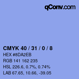 カラーコード: CMYK 40 / 31 / 0 / 8 | qconv.com