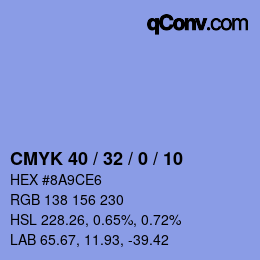 カラーコード: CMYK 40 / 32 / 0 / 10 | qconv.com