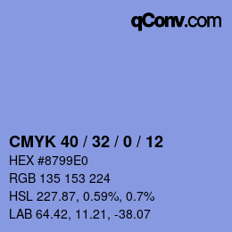 カラーコード: CMYK 40 / 32 / 0 / 12 | qconv.com