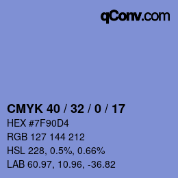 カラーコード: CMYK 40 / 32 / 0 / 17 | qconv.com
