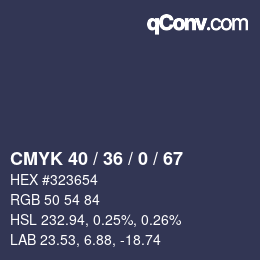 颜色代码: CMYK 40 / 36 / 0 / 67 | qconv.com