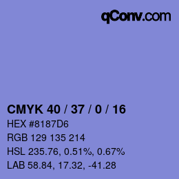 颜色代码: CMYK 40 / 37 / 0 / 16 | qconv.com