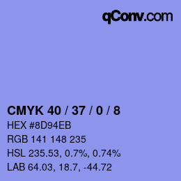 Color code: CMYK 40 / 37 / 0 / 8 | qconv.com