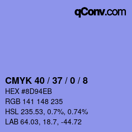 Color code: CMYK 40 / 37 / 0 / 8 | qconv.com