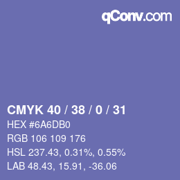 颜色代码: CMYK 40 / 38 / 0 / 31 | qconv.com