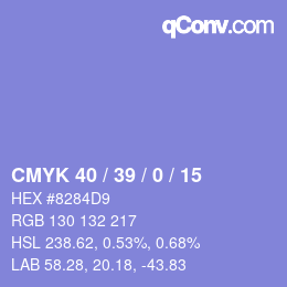 颜色代码: CMYK 40 / 39 / 0 / 15 | qconv.com