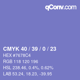 Color code: CMYK 40 / 39 / 0 / 23 | qconv.com