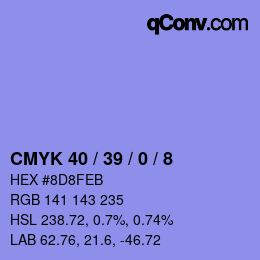 Color code: CMYK 40 / 39 / 0 / 8 | qconv.com