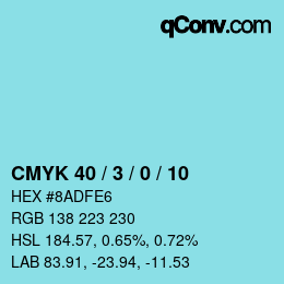 カラーコード: CMYK 40 / 3 / 0 / 10 | qconv.com