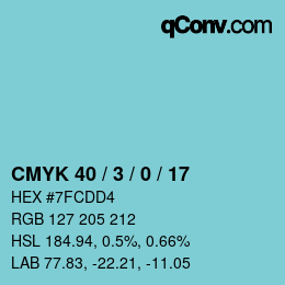颜色代码: CMYK 40 / 3 / 0 / 17 | qconv.com