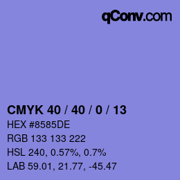 颜色代码: CMYK 40 / 40 / 0 / 13 | qconv.com